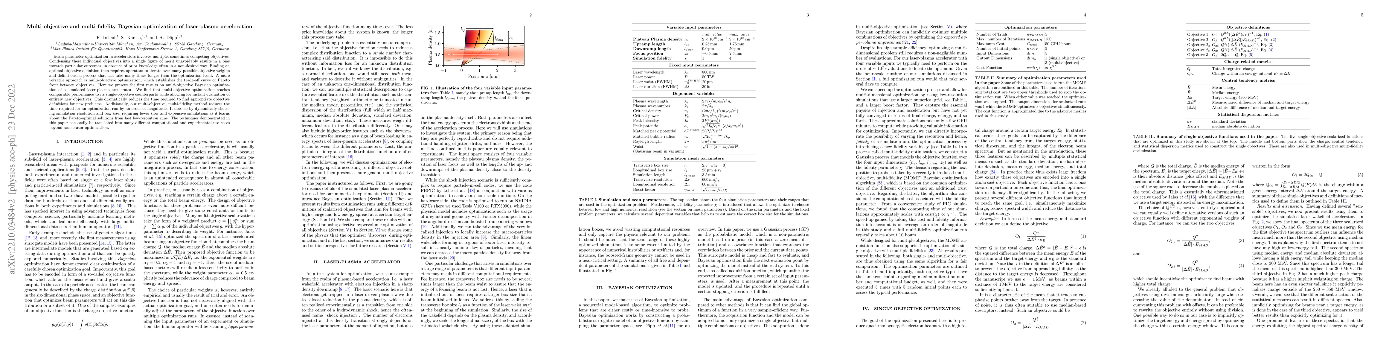 Thumbnail for Multi-objective and multi-fidelity Bayesian optimization of laser-plasma
  acceleration