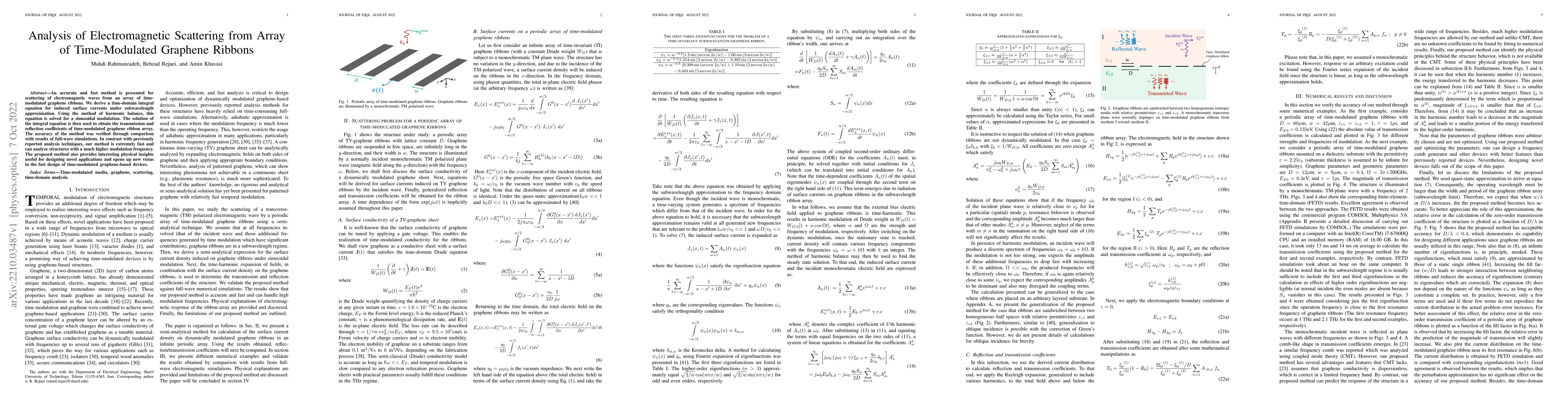 Thumbnail for Analysis of Electromagnetic Scattering from Array of Time-Modulated
  Graphene Ribbons