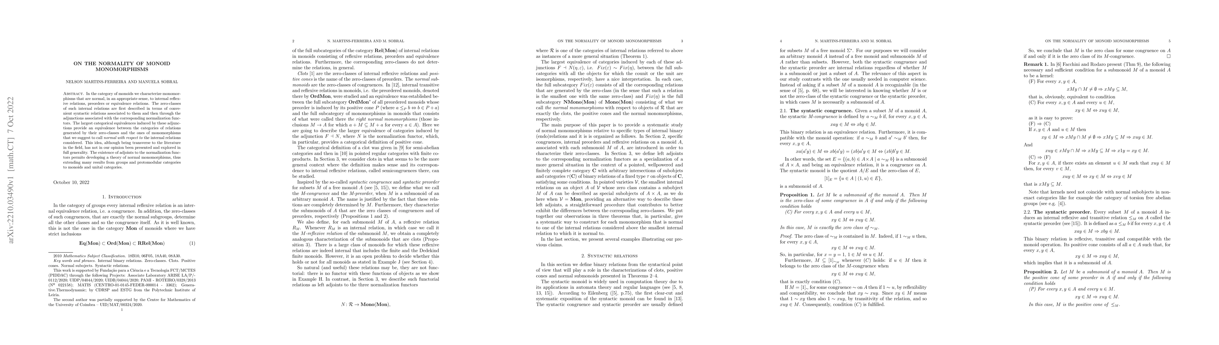 Thumbnail for On the normality of monoid monomorphisms