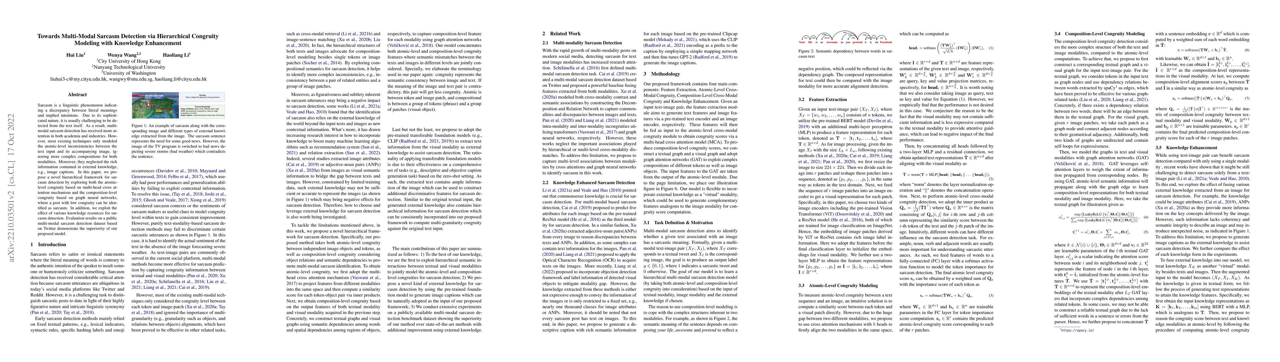 Thumbnail for Towards Multi-Modal Sarcasm Detection via Hierarchical Congruity
  Modeling with Knowledge Enhancement
