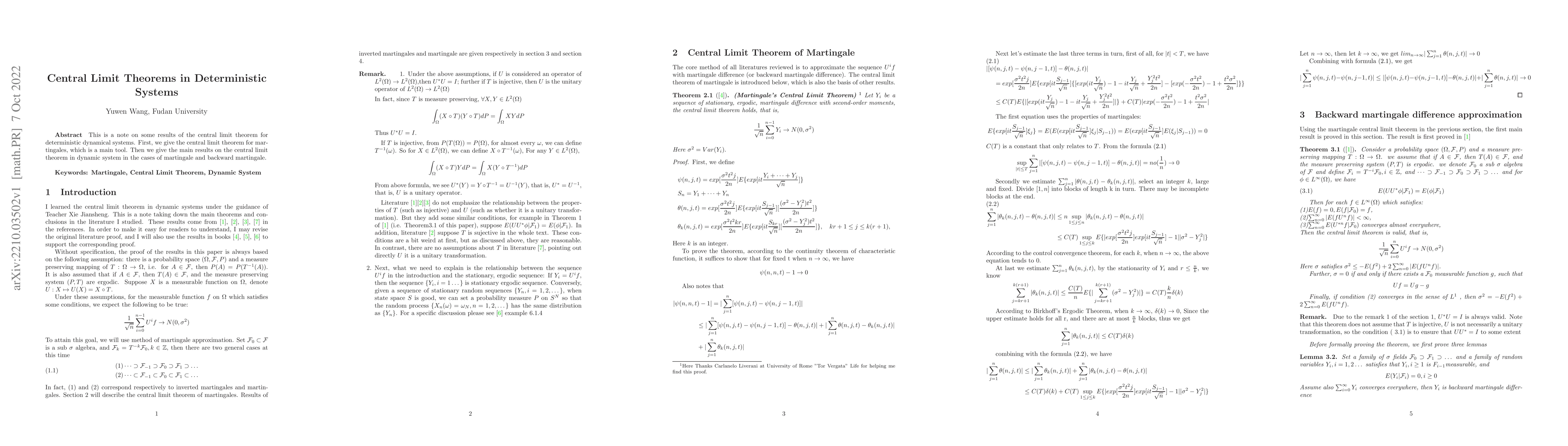 Thumbnail for Central Limit Theorems in Deterministic Systems