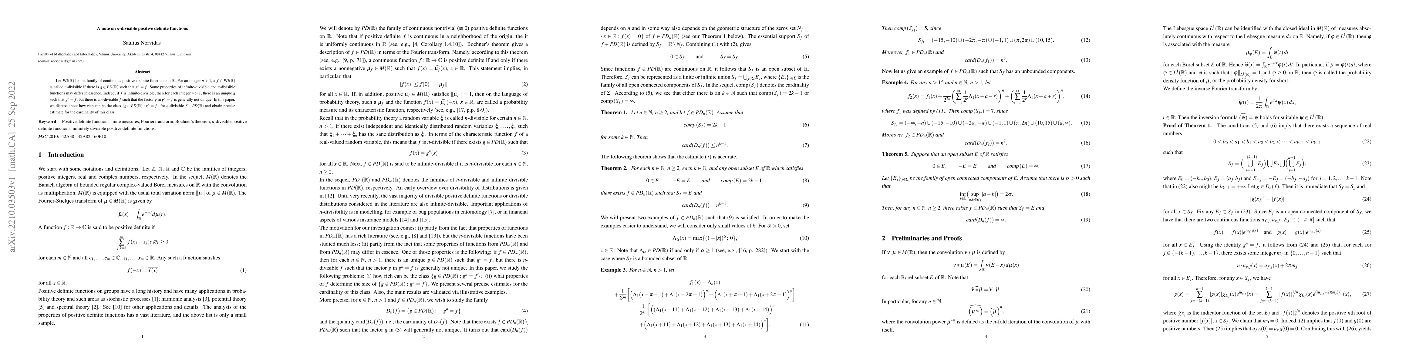 Thumbnail for A note on n-divisible positive definite functions