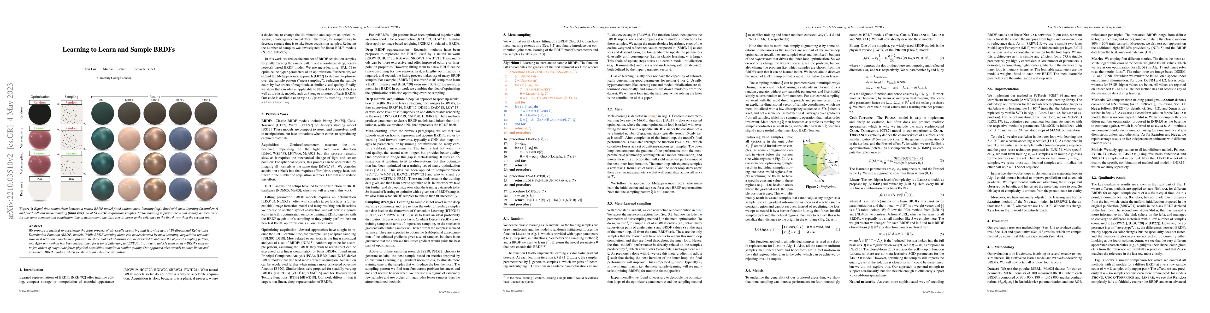 Thumbnail for Learning to Learn and Sample BRDFs