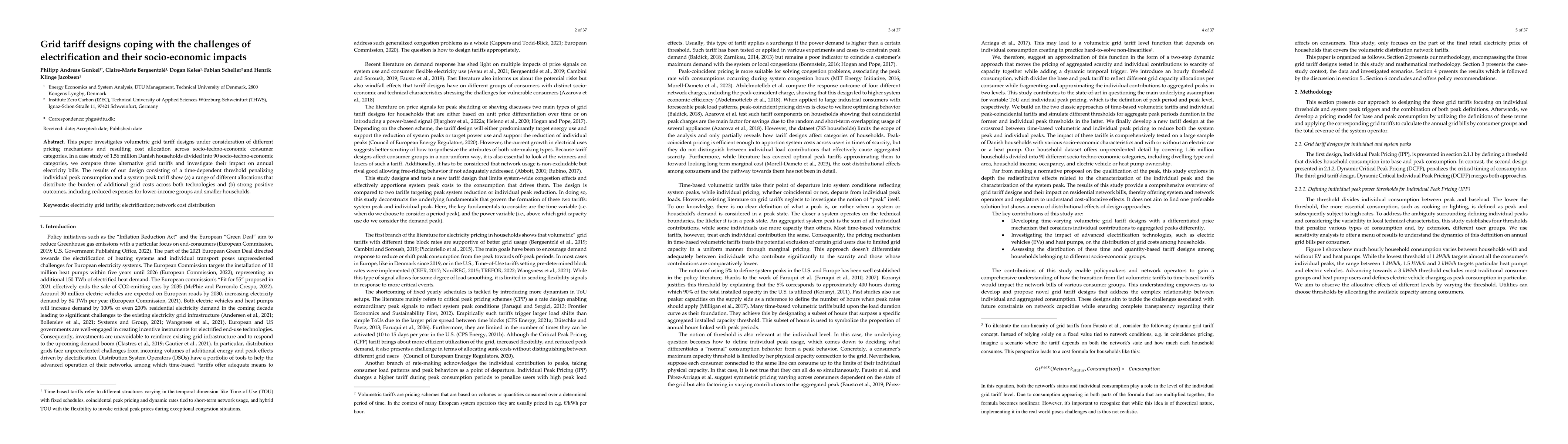 Thumbnail for Grid tariff designs coping with the challenges of electrification and
  their socio-economic impacts