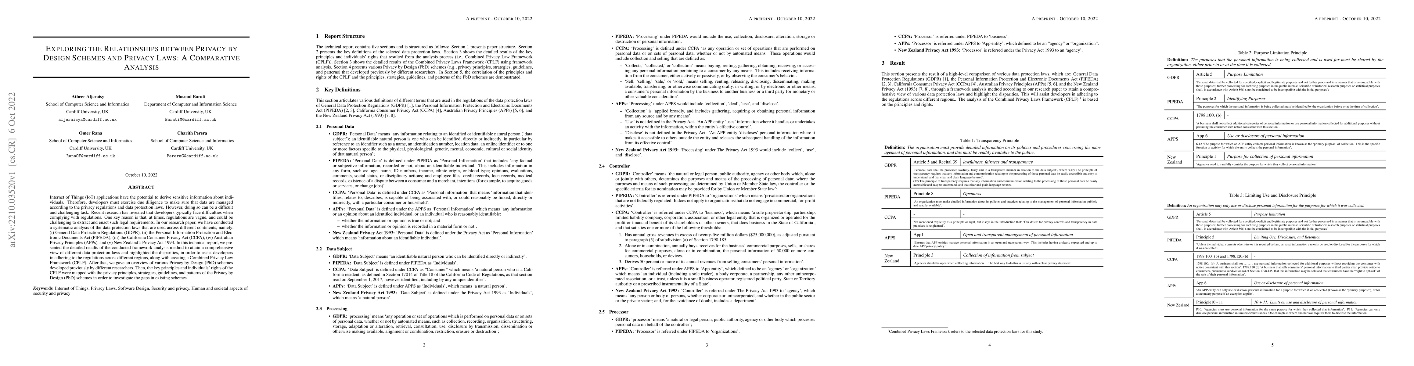Thumbnail for Exploring the Relationships between Privacy by Design Schemes and
  Privacy Laws: A Comparative Analysis