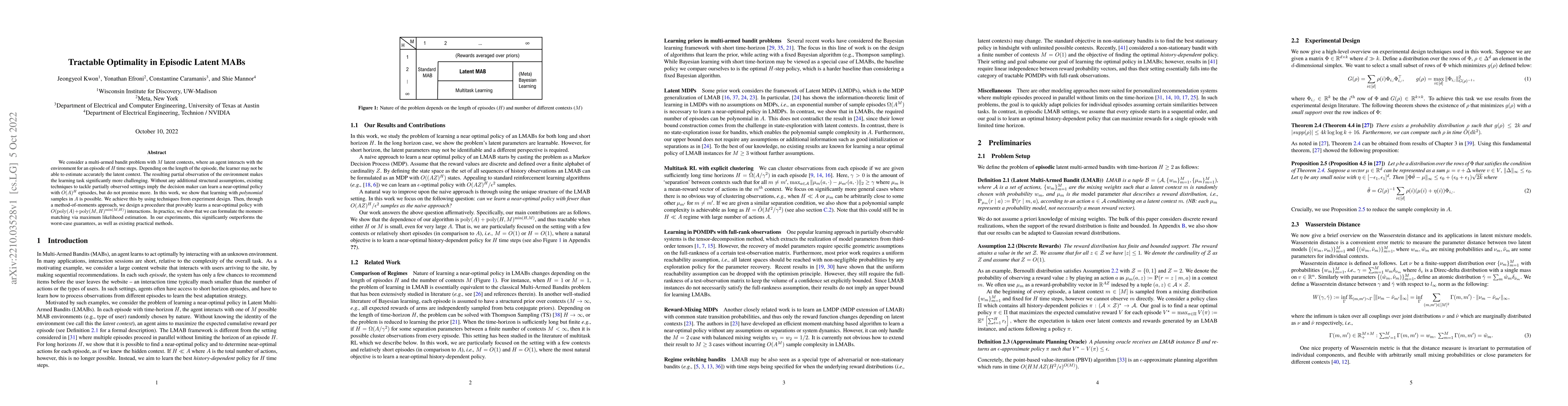 Thumbnail for Tractable Optimality in Episodic Latent MABs