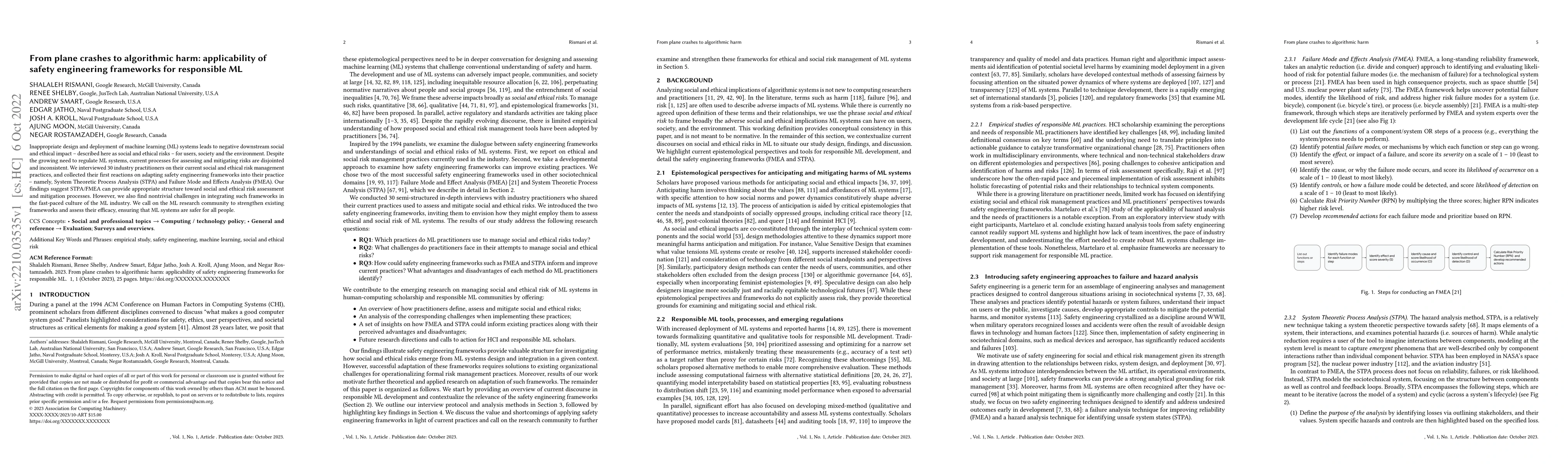 Thumbnail for From plane crashes to algorithmic harm: applicability of safety
  engineering frameworks for responsible ML