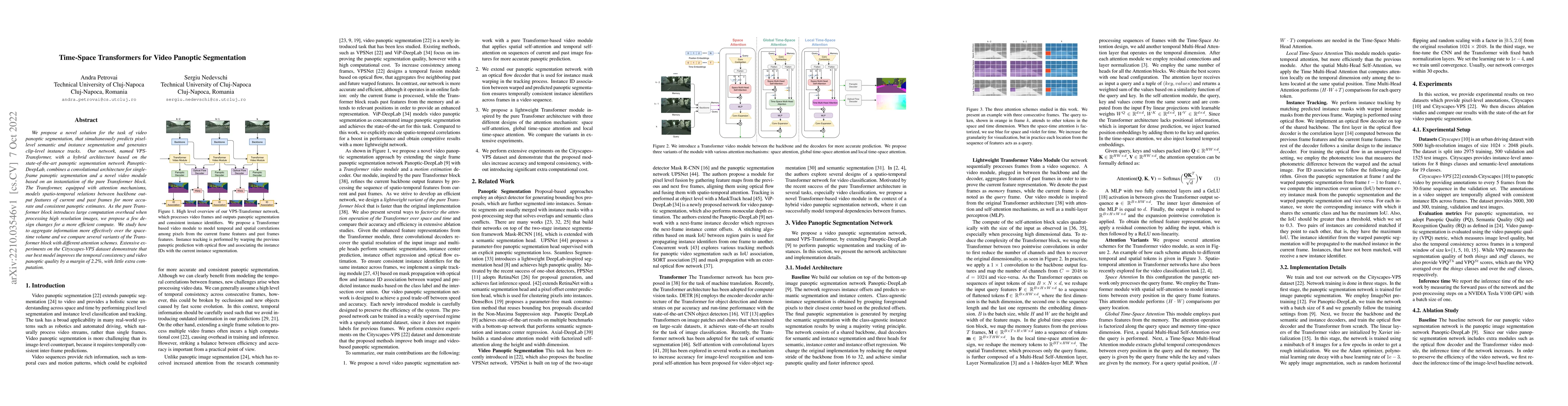 Thumbnail for Time-Space Transformers for Video Panoptic Segmentation