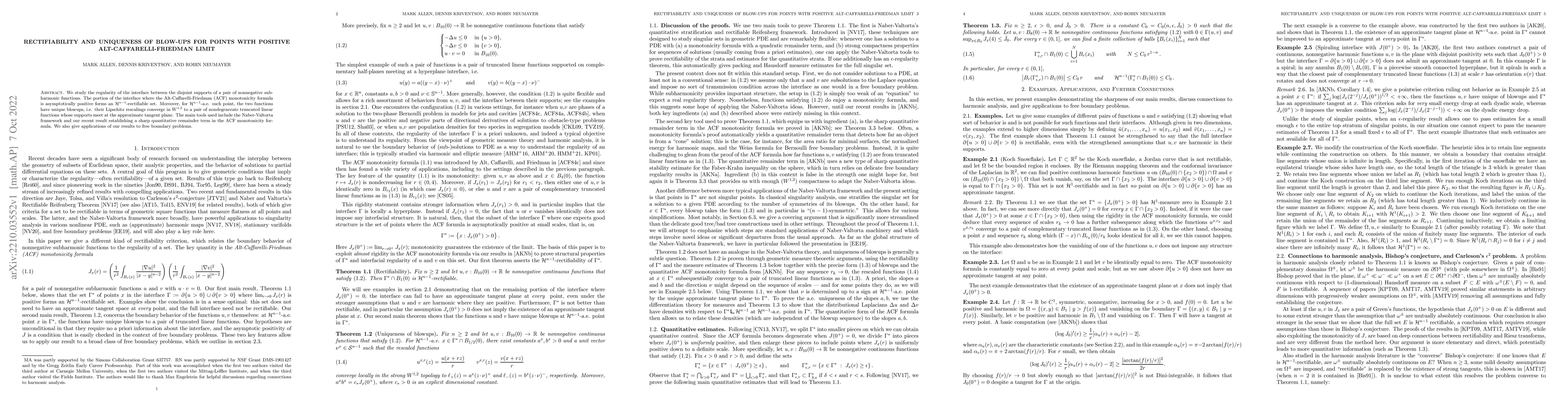 Thumbnail for Rectifiability and uniqueness of blow-ups for points with positive
  Alt-Caffarelli-Friedman limit