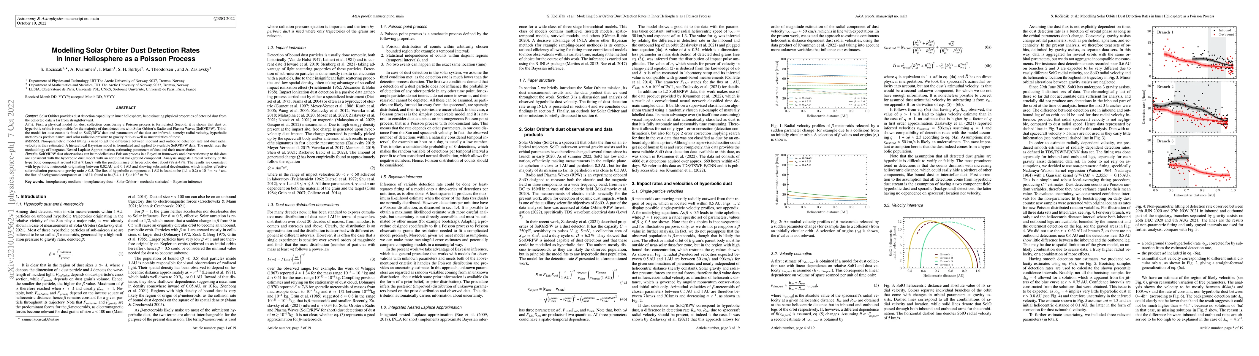 Thumbnail for Modelling Solar Orbiter Dust Detection Rates in Inner Heliosphere as a
  Poisson Process