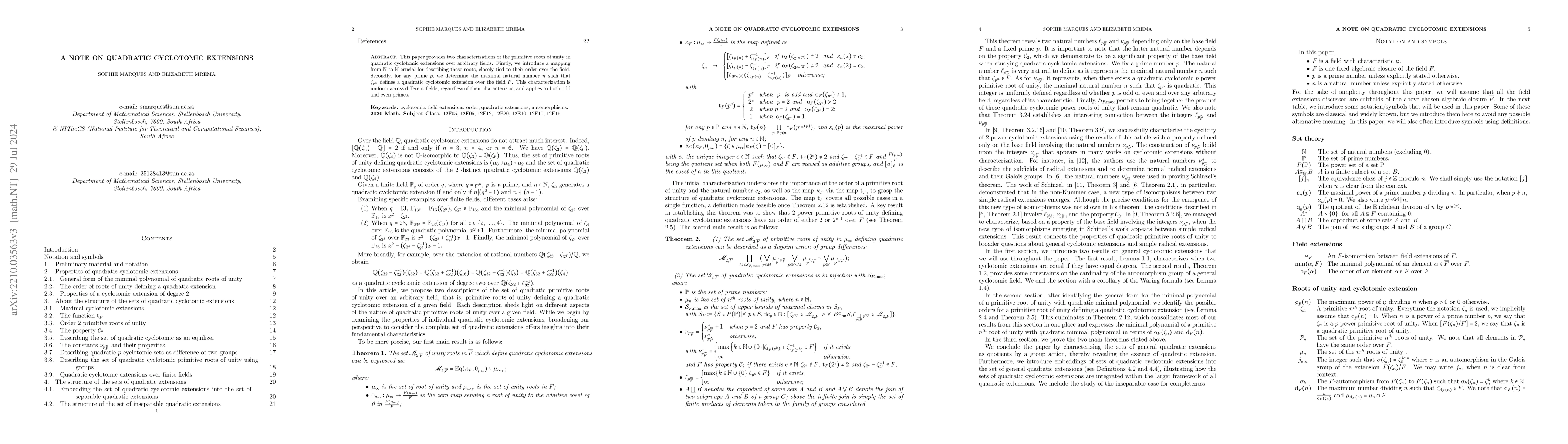 Thumbnail for A note on quadratic cyclotomic extensions
