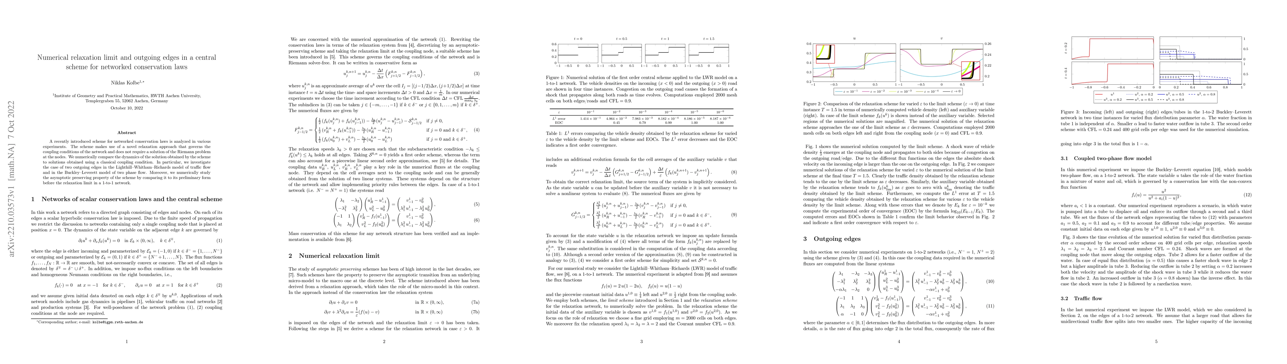Thumbnail for Numerical relaxation limit and outgoing edges in a central scheme for
  networked conservation laws