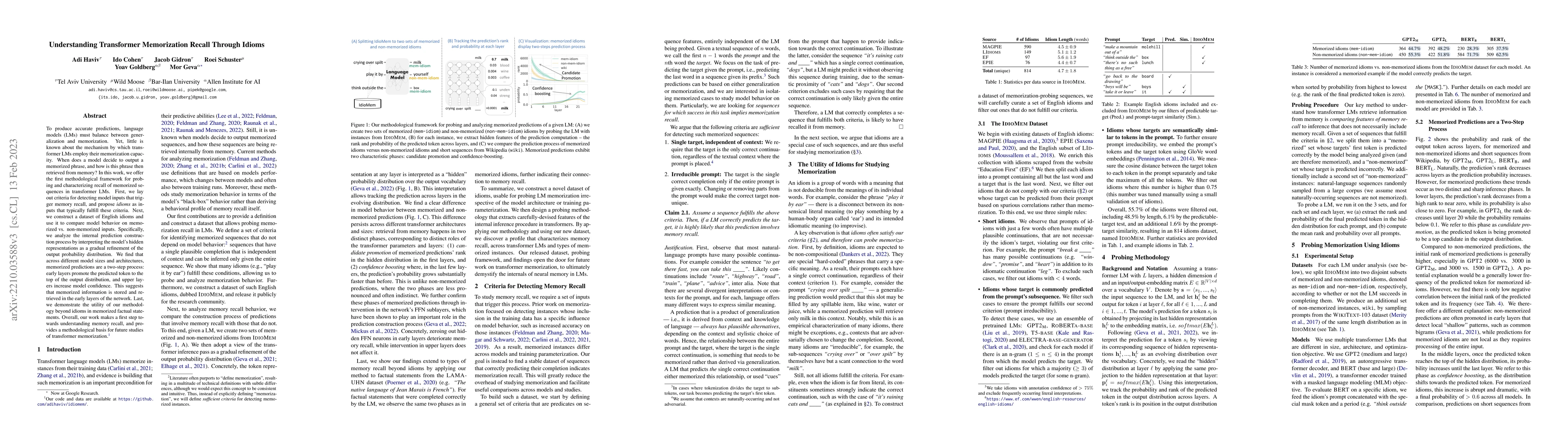 Thumbnail for Understanding Transformer Memorization Recall Through Idioms