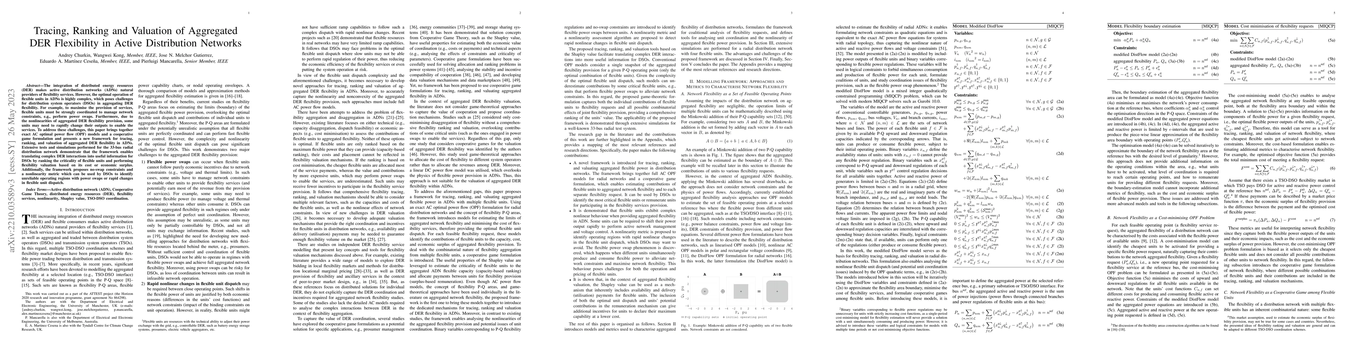 Thumbnail for Tracing, Ranking and Valuation of Aggregated DER Flexibility in Active
  Distribution Networks