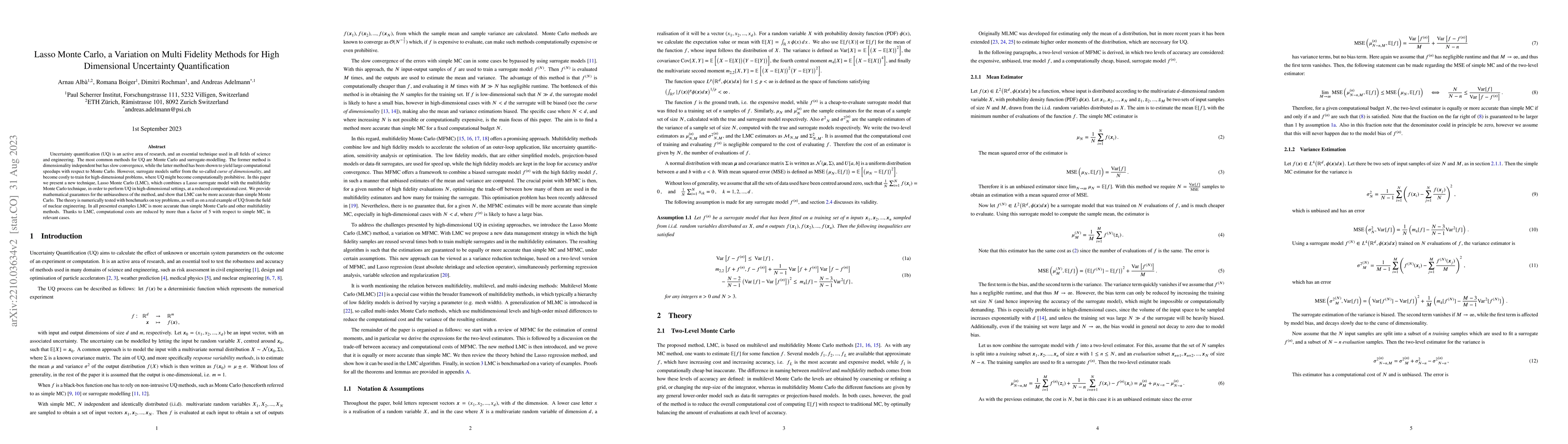Thumbnail for Lasso Monte Carlo, a Variation on Multi Fidelity Methods for High
  Dimensional Uncertainty Quantification