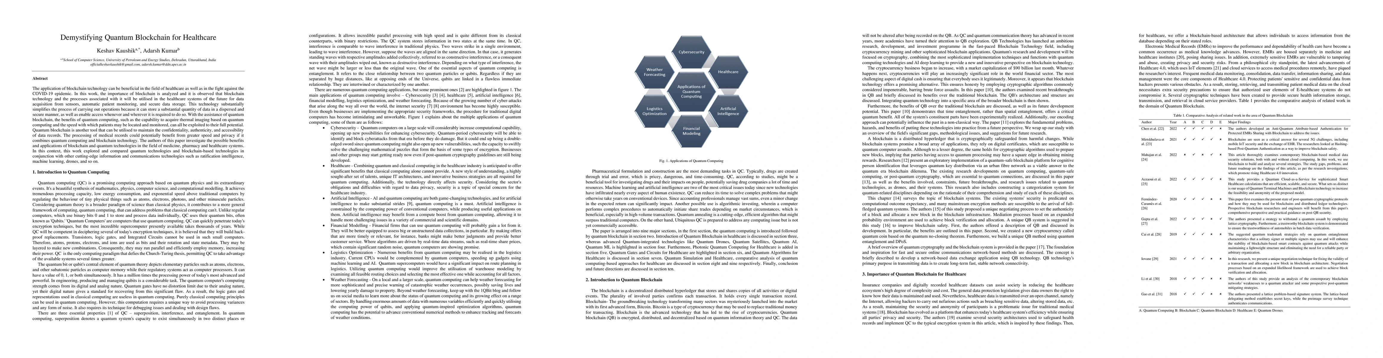 Thumbnail for Demystifying Quantum Blockchain for Healthcare