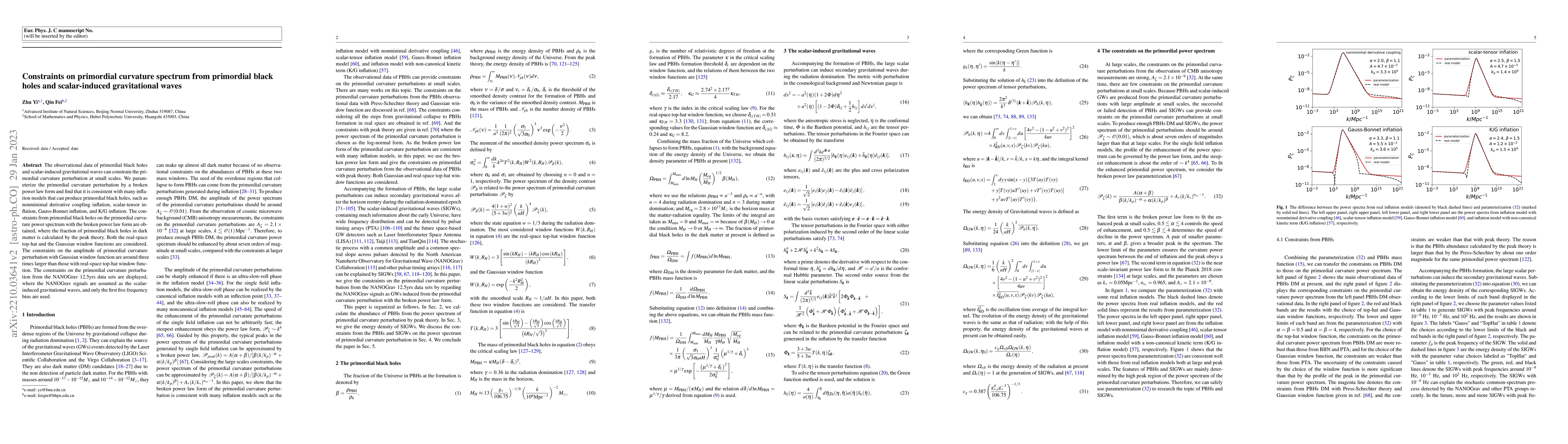 Thumbnail for Constraints on primordial curvature spectrum from primordial black holes
  and scalar-induced gravitational waves