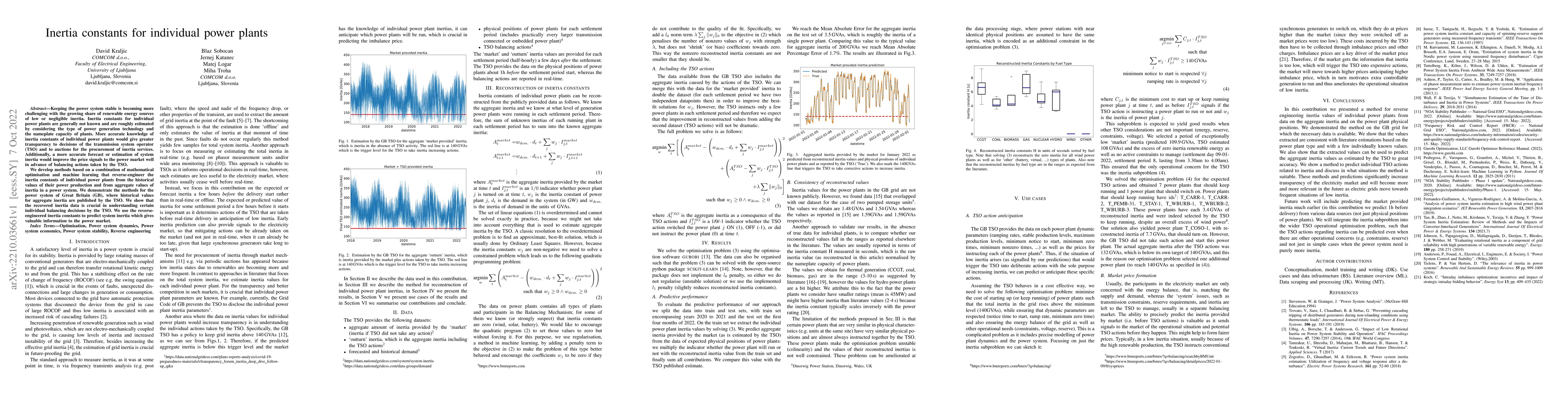 Thumbnail for Inertia constants for individual power plants