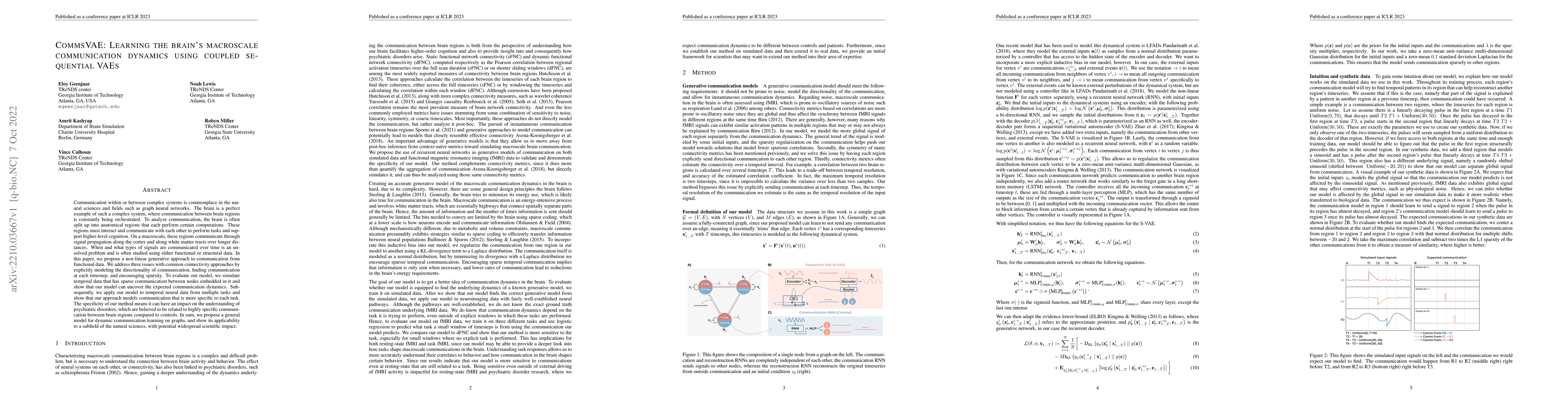 Thumbnail for CommsVAE: Learning the brain's macroscale communication dynamics using
  coupled sequential VAEs