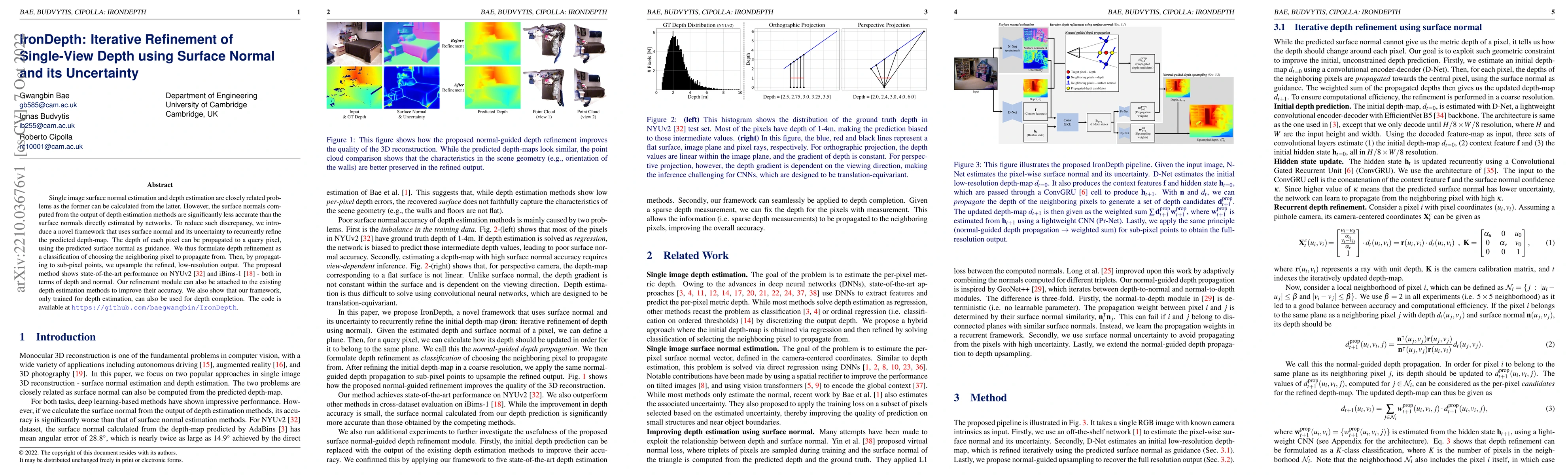 Thumbnail for IronDepth: Iterative Refinement of Single-View Depth using Surface
  Normal and its Uncertainty