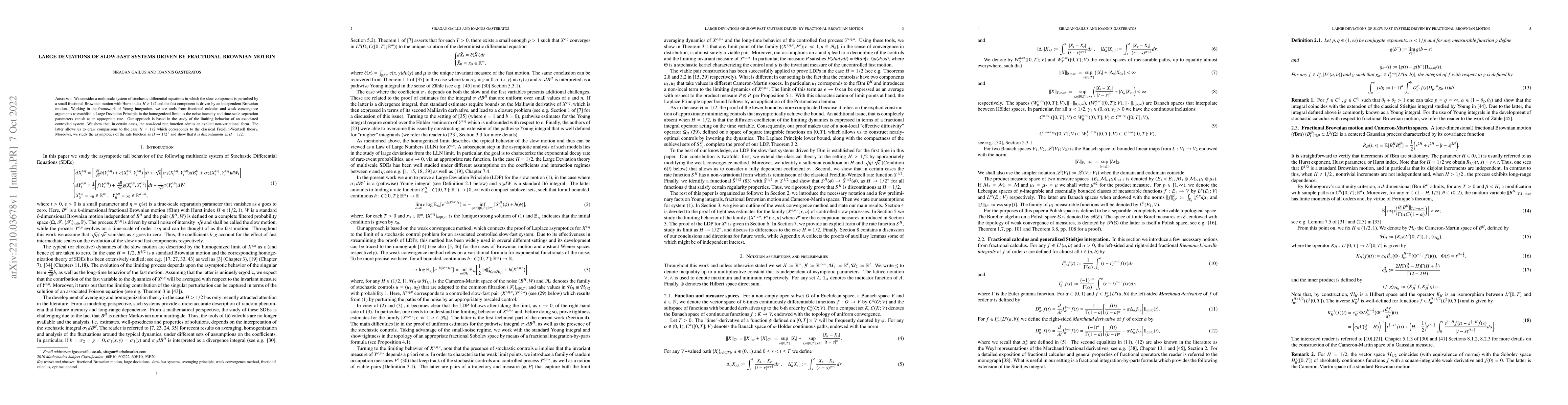 Thumbnail for Large deviations of slow-fast systems driven by fractional Brownian
  motion