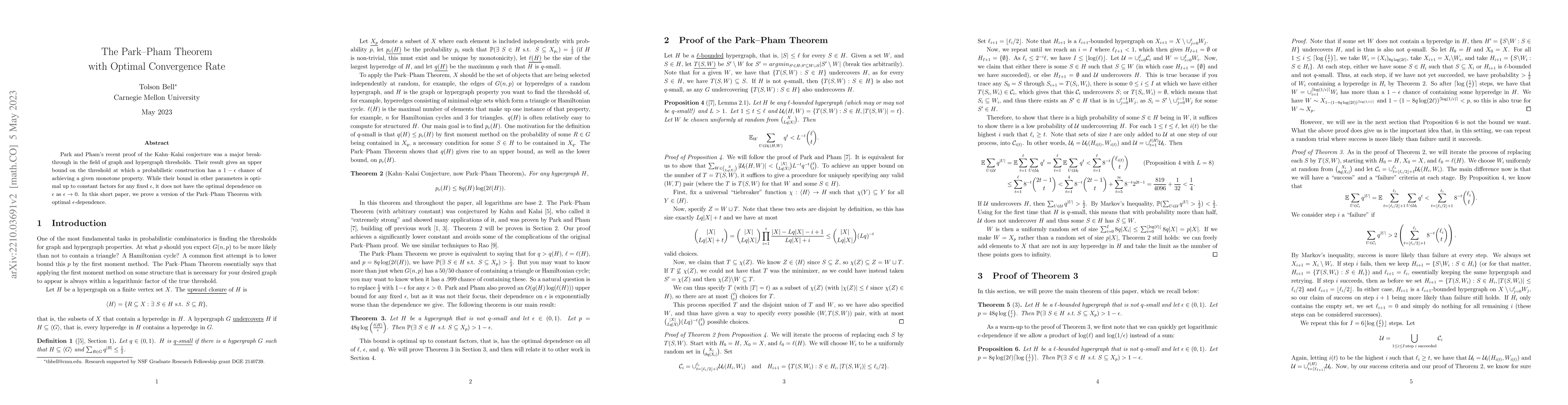 Thumbnail for The Park-Pham Theorem with Optimal Convergence Rate