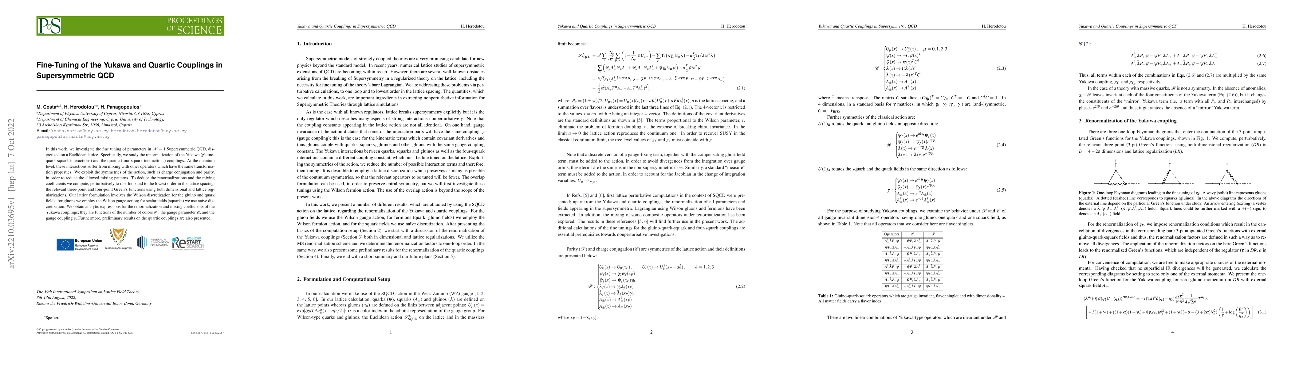 Thumbnail for Fine-Tuning of the Yukawa and Quartic Couplings in Supersymmetric QCD