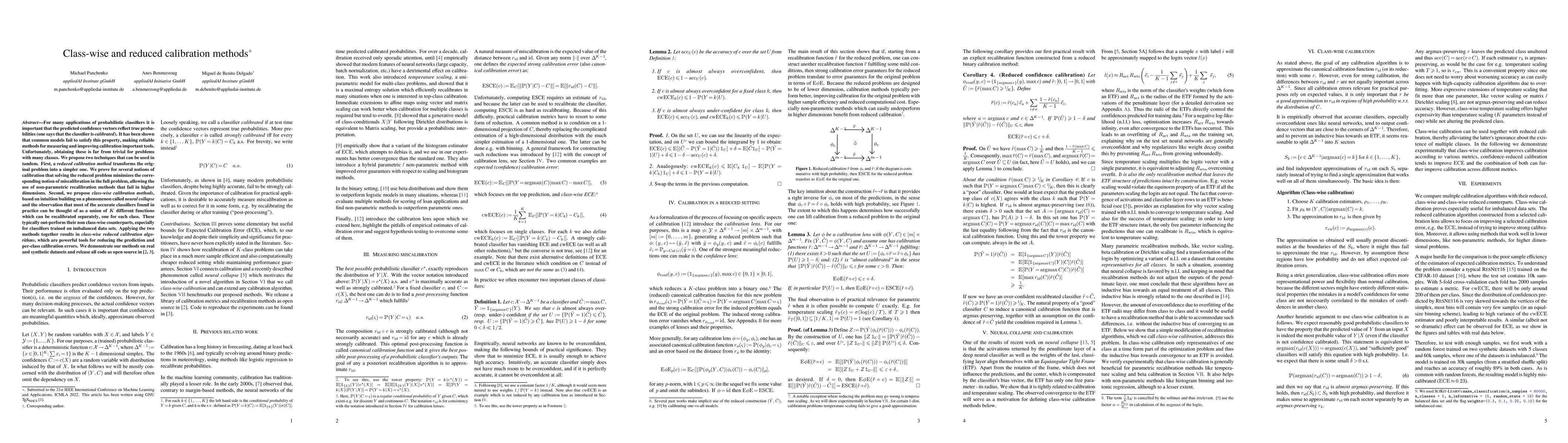 Thumbnail for Class-wise and reduced calibration methods