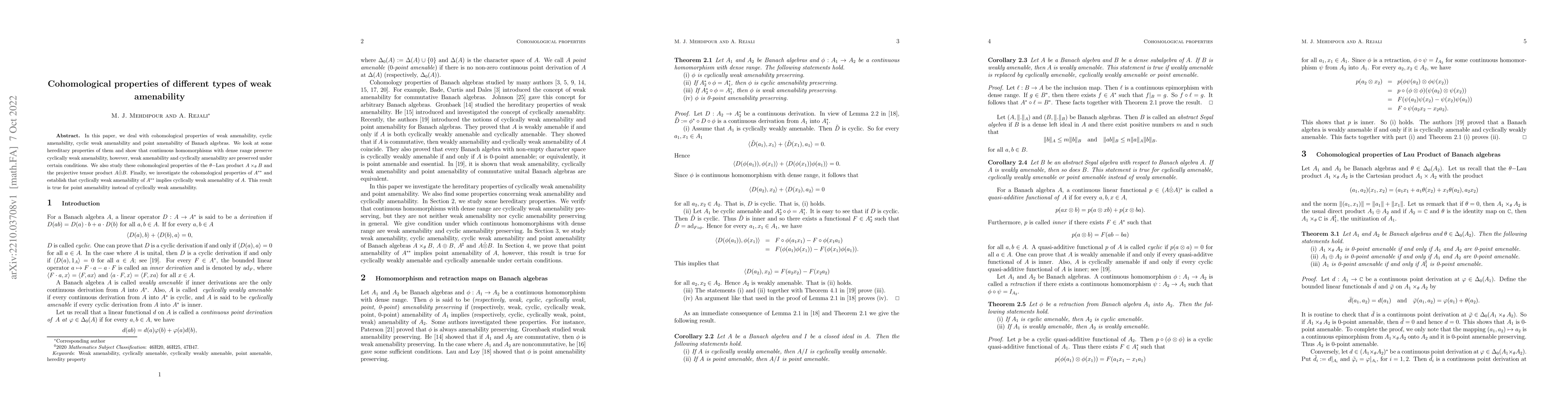 Thumbnail for Cohomological properties of different types of weak amenability
