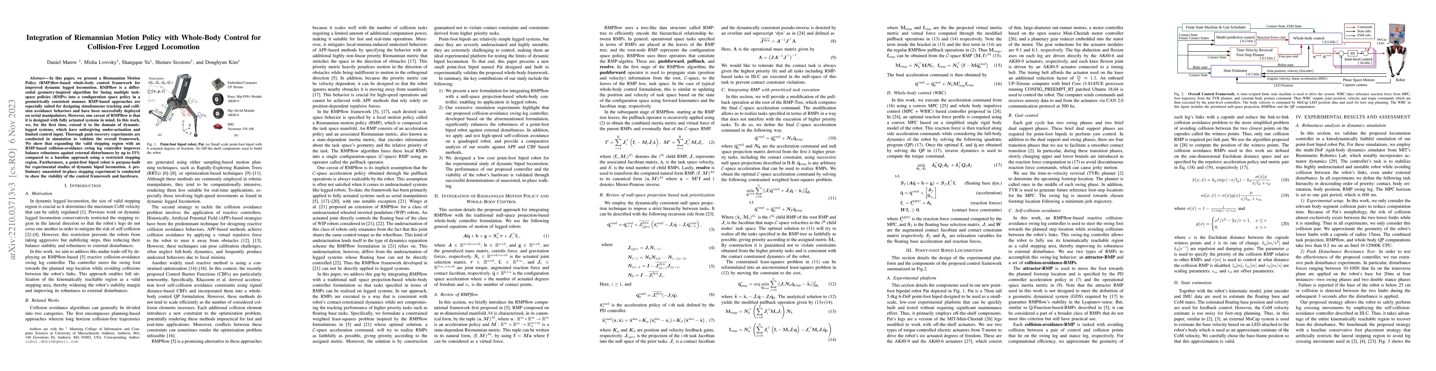Thumbnail for Integration of Riemannian Motion Policy with Whole-Body Control for
  Collision-Free Legged Locomotion