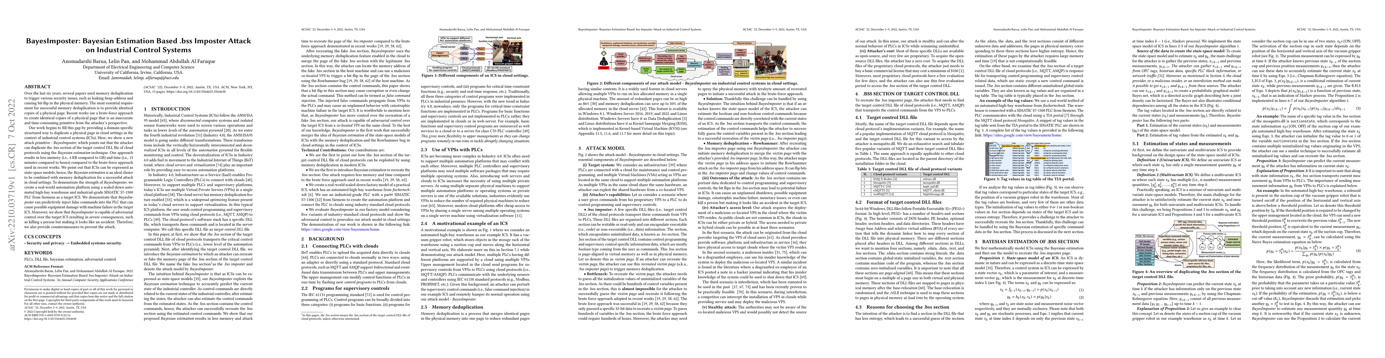 Thumbnail for BayesImposter: Bayesian Estimation Based .bss Imposter Attack on
  Industrial Control Systems