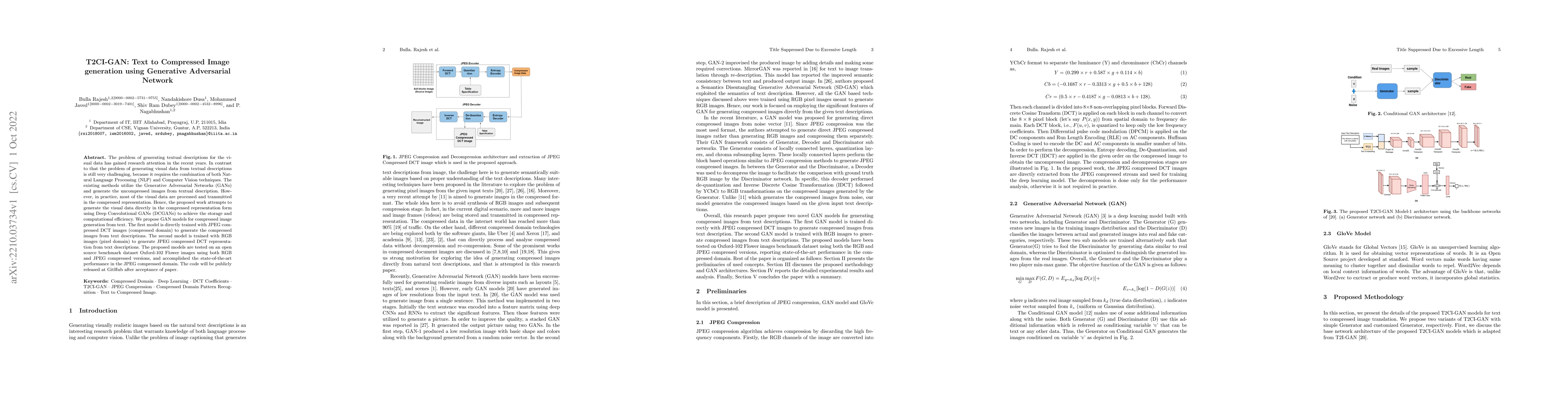 Thumbnail for T2CI-GAN: Text to Compressed Image generation using Generative
  Adversarial Network