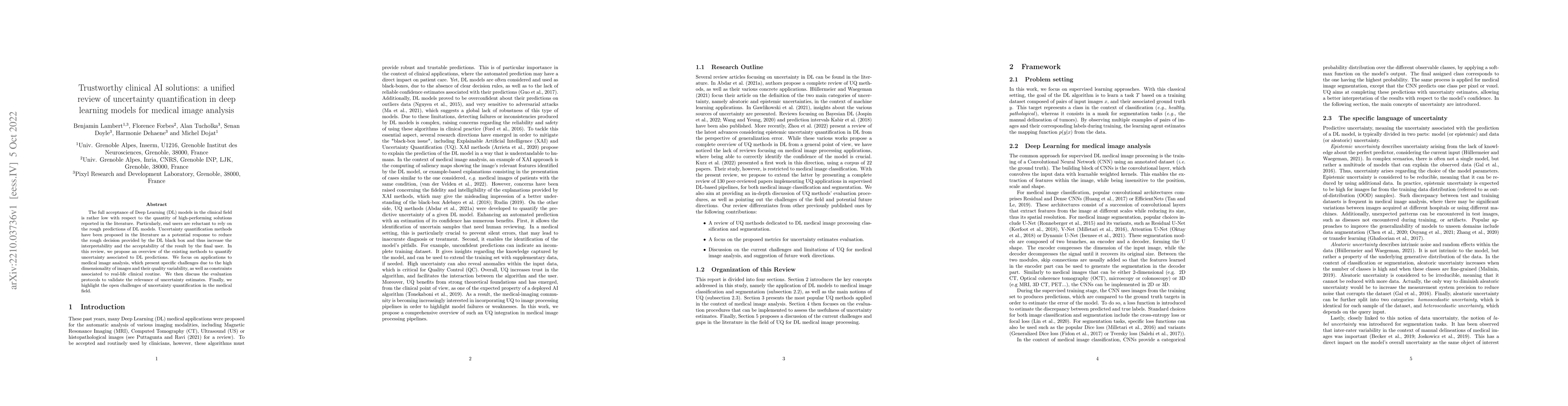 Thumbnail for Trustworthy clinical AI solutions: a unified review of uncertainty
  quantification in deep learning models for medical image analysis