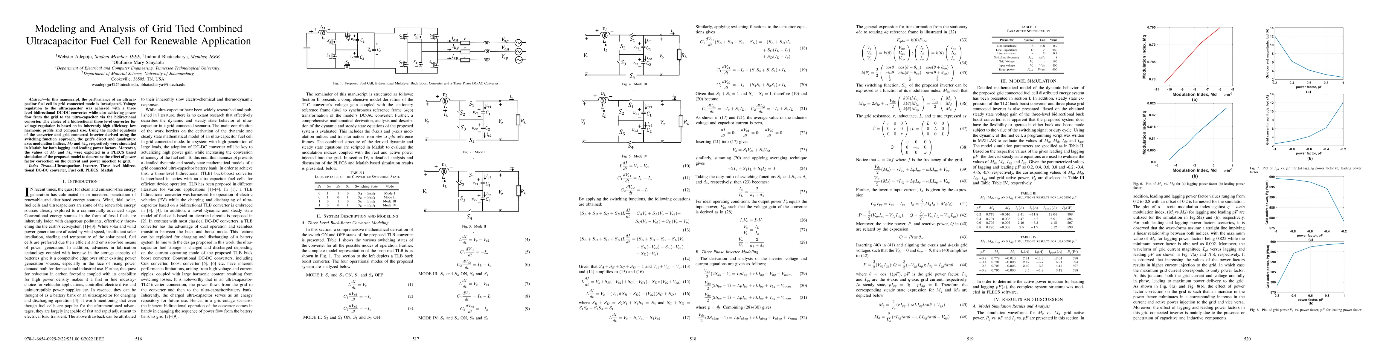 Thumbnail for Modeling and Analysis of Grid Tied Combined Ultracapacitor Fuel Cell for
  Renewable Application