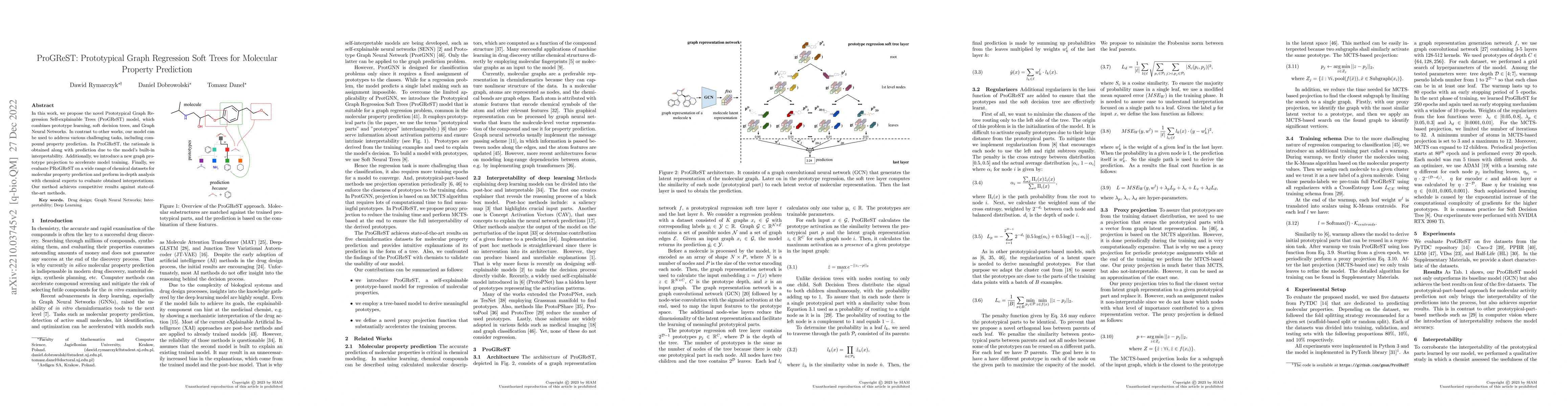 Thumbnail for ProGReST: Prototypical Graph Regression Soft Trees for Molecular
  Property Prediction