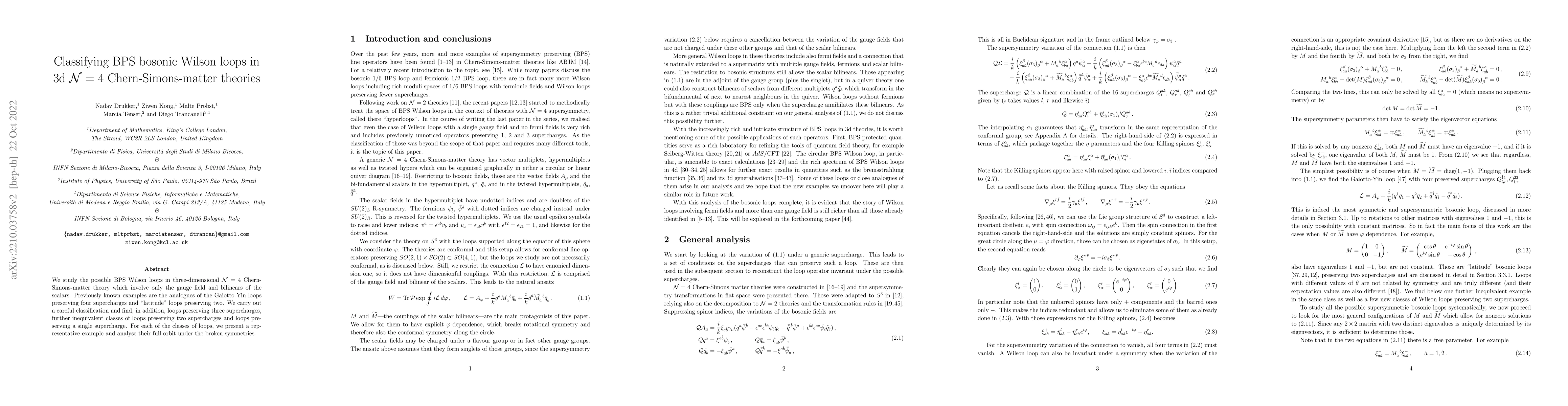 Thumbnail for Classifying BPS bosonic Wilson loops in 3d ${\cal N}=4$
  Chern-Simons-matter theories