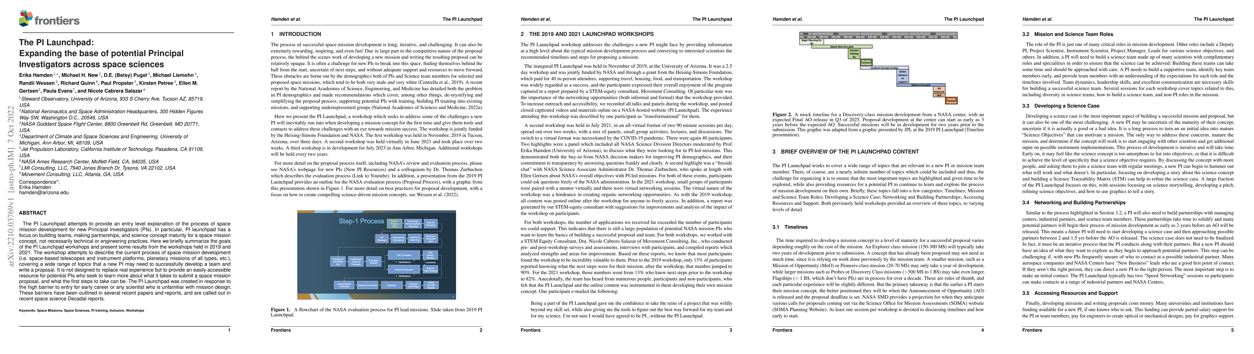 Thumbnail for The PI Launchpad: Expanding the base of potential Principal
  Investigators across space sciences