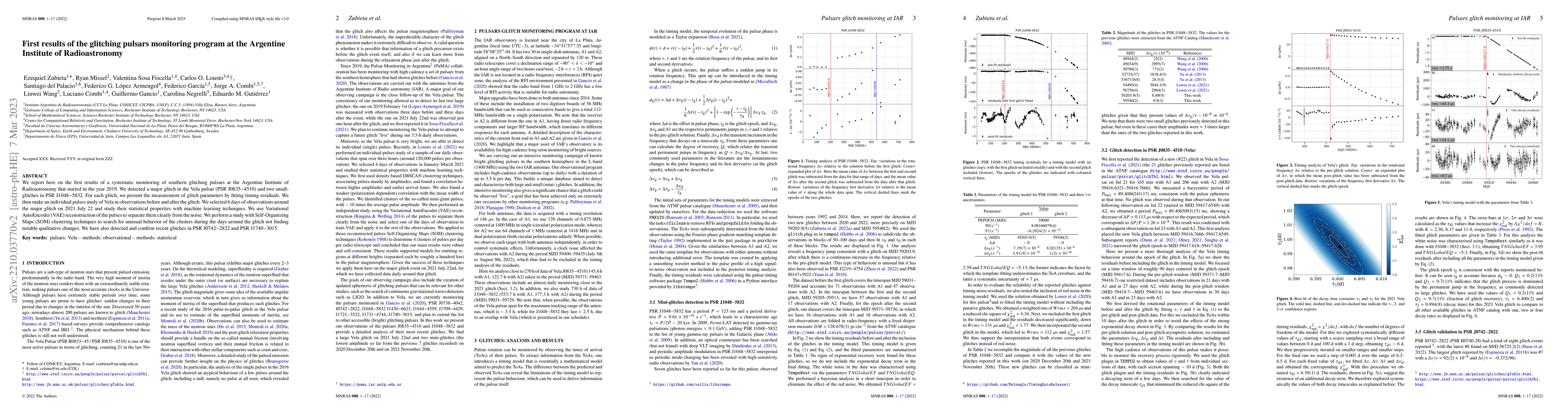 Thumbnail for First results of the glitching pulsars monitoring program at the
  Argentine Institute of Radioastronomy