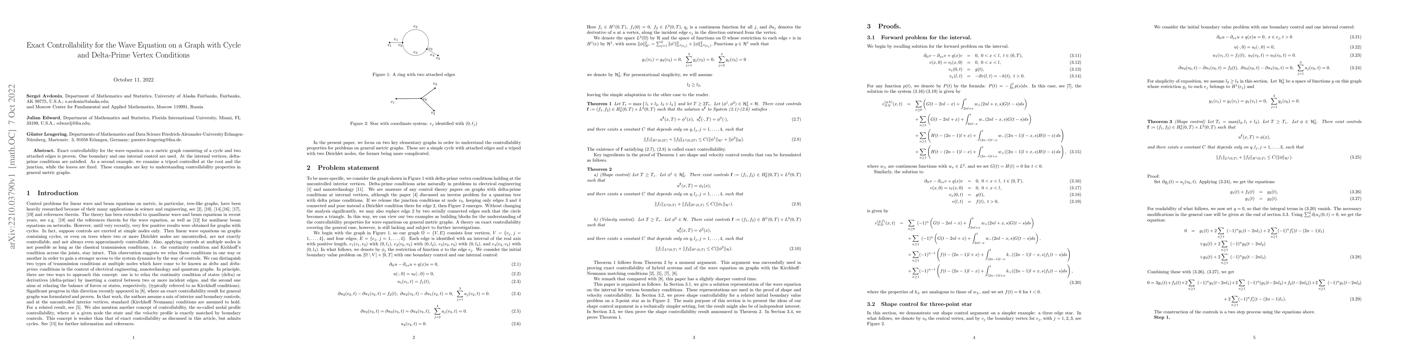 Thumbnail for Exact Controllability for the Wave Equation on a Graph with Cycle and
  Delta-Prime Vertex Conditions