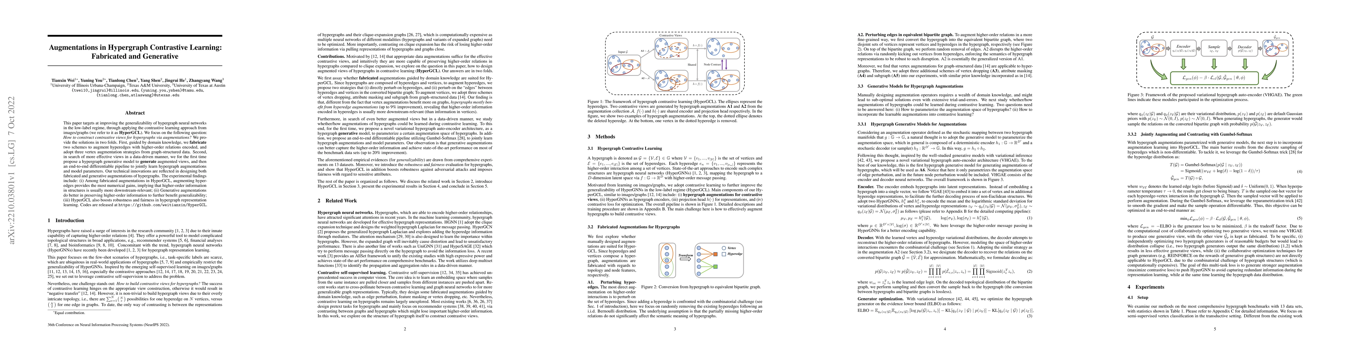 Thumbnail for Augmentations in Hypergraph Contrastive Learning: Fabricated and
  Generative