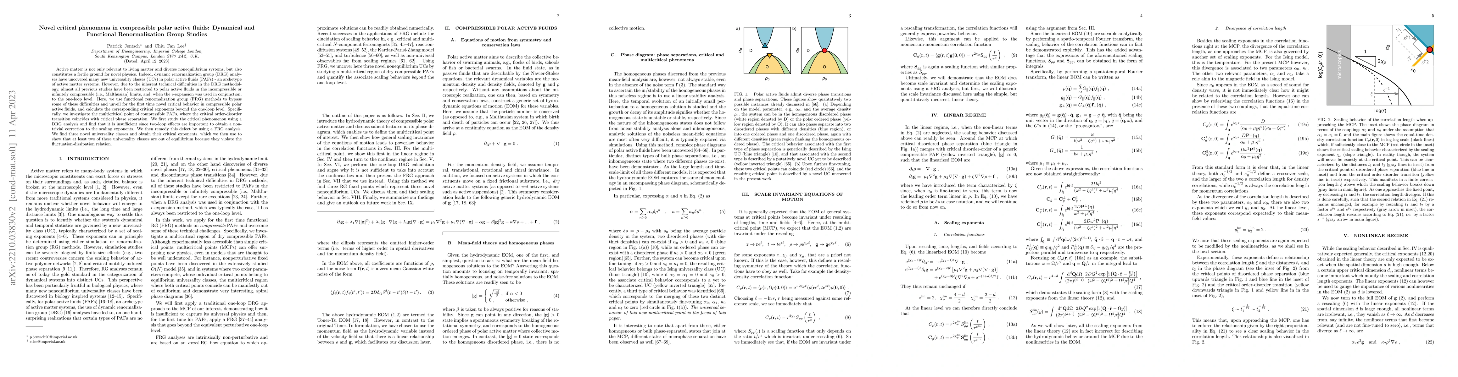 Thumbnail for Novel critical phenomena in compressible polar active fluids: Dynamical
  and Functional Renormalization Group Studies