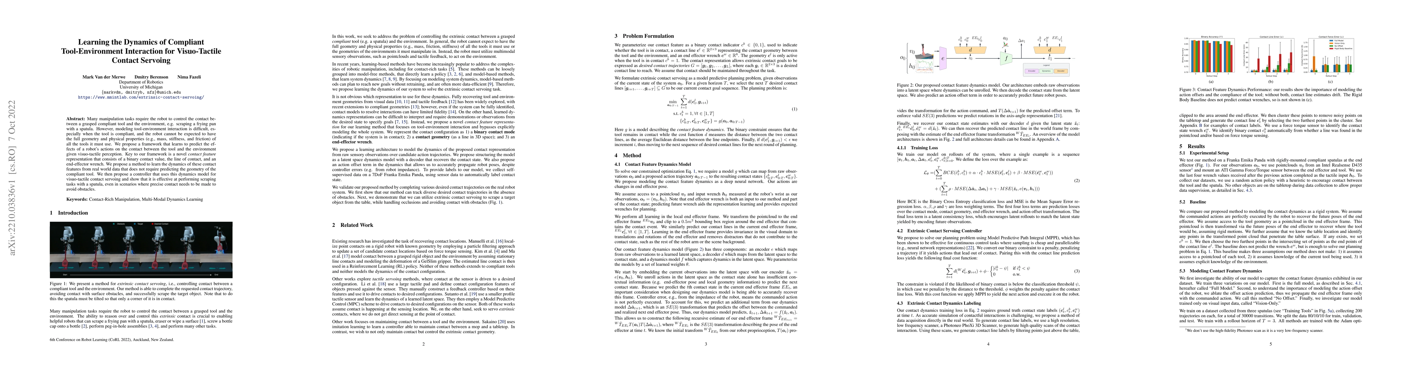 Thumbnail for Learning the Dynamics of Compliant Tool-Environment Interaction for
  Visuo-Tactile Contact Servoing