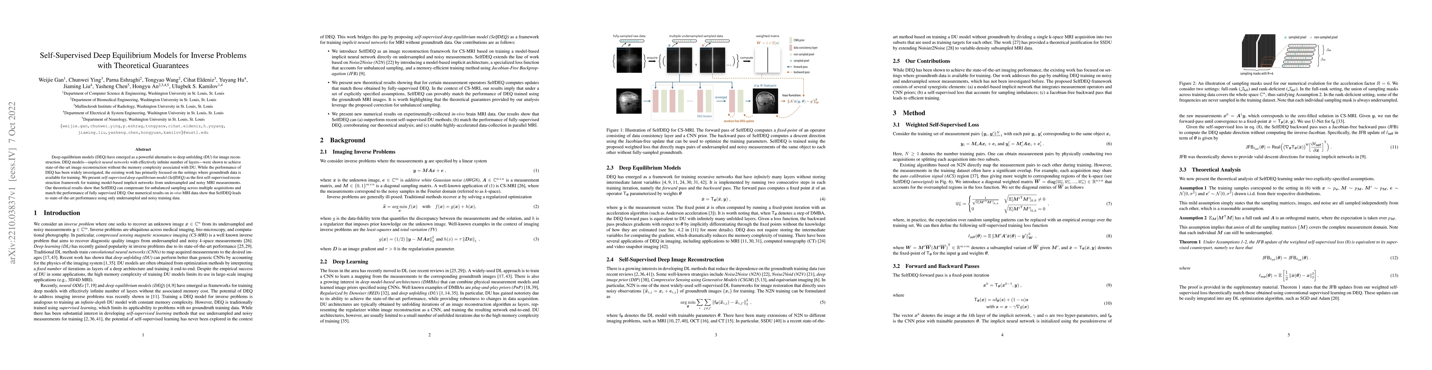 Thumbnail for Self-Supervised Deep Equilibrium Models for Inverse Problems with
  Theoretical Guarantees