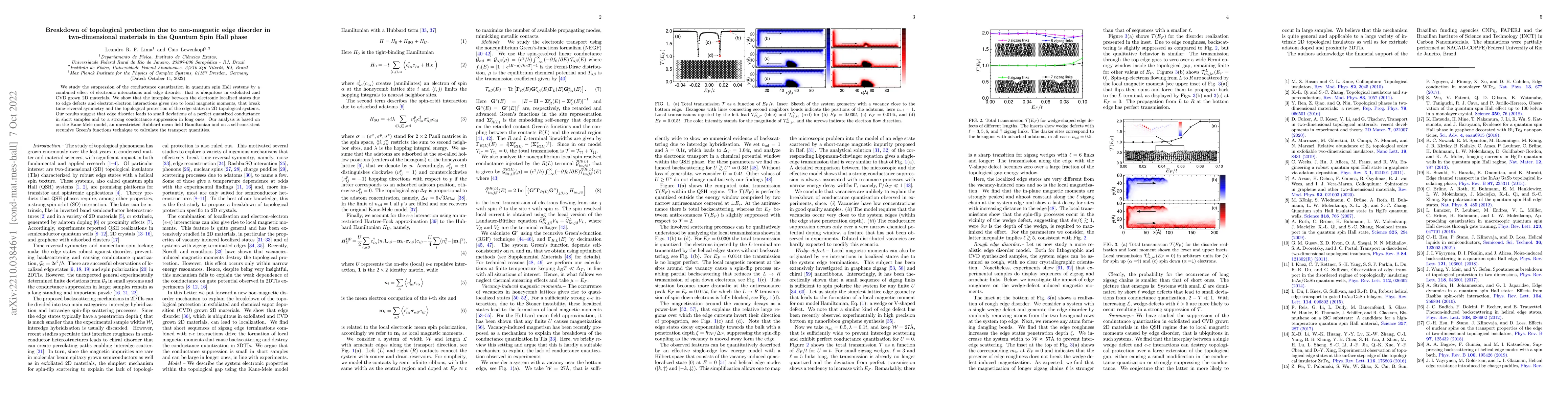 Thumbnail for Breakdown of topological protection due to non-magnetic edge disorder in
  two-dimensional materials in the Quantum Spin Hall phase