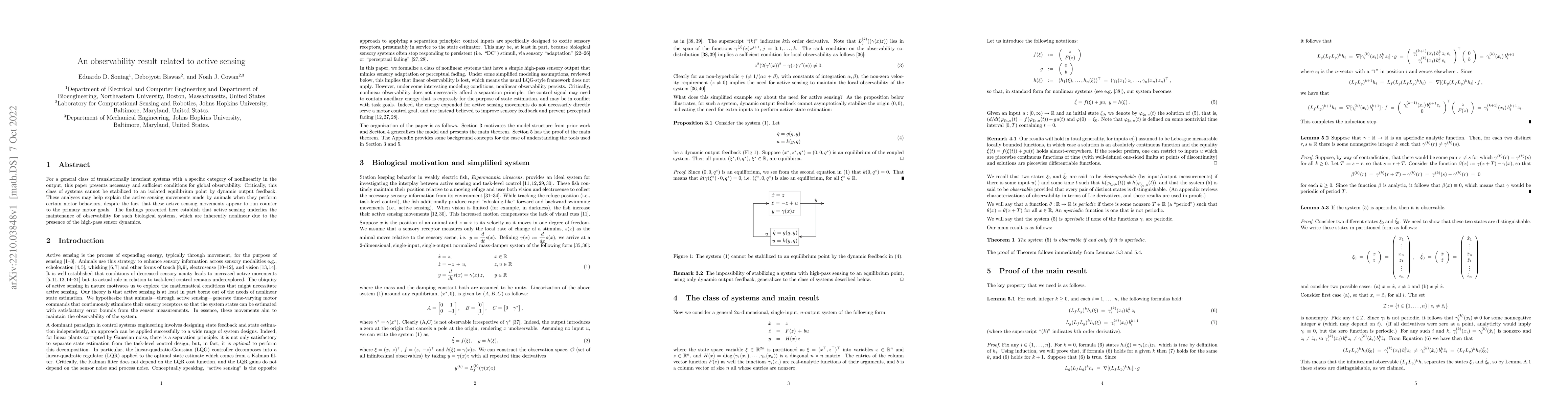 Thumbnail for An observability result related to active sensing