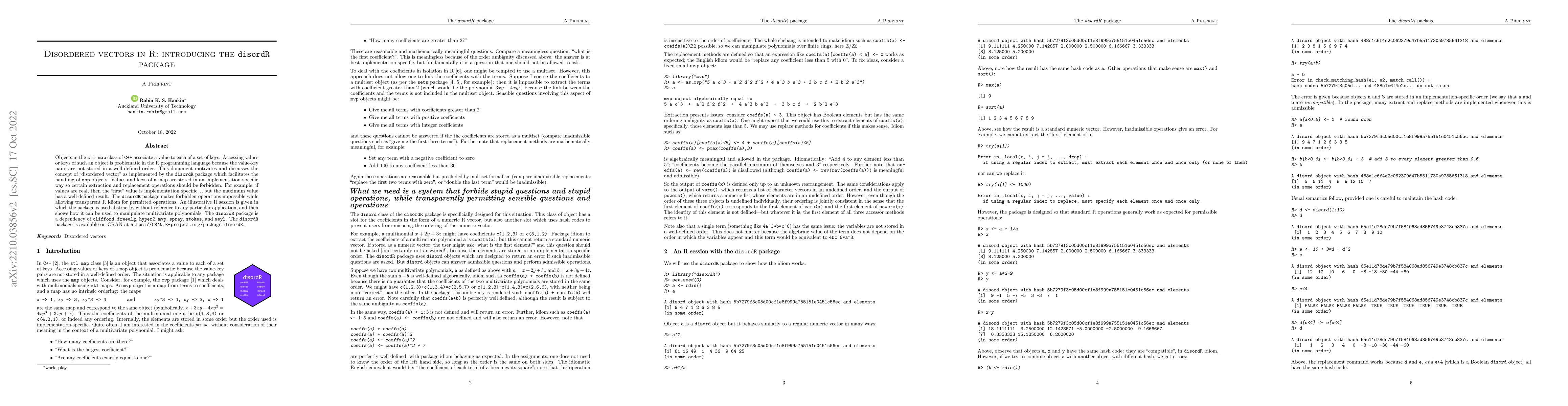 Thumbnail for Disordered vectors in R: introducing the disordR package