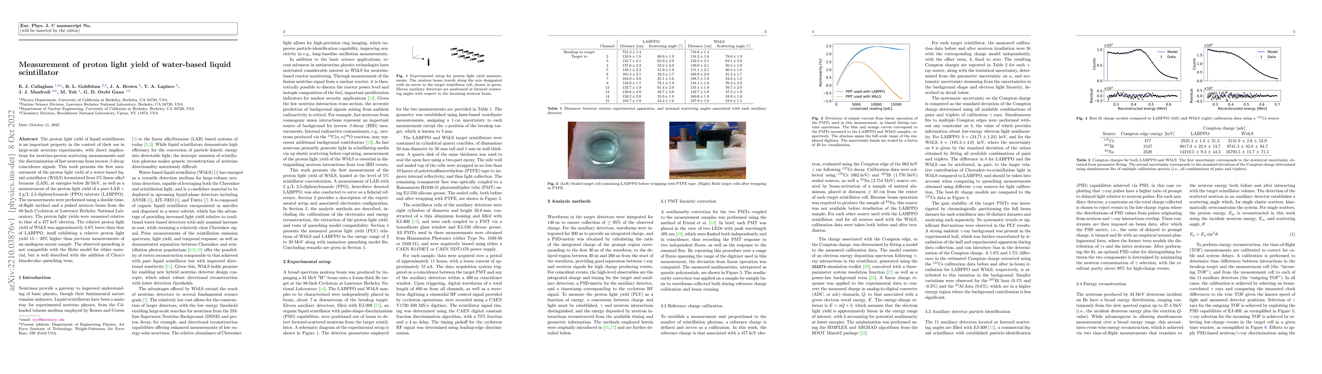 Thumbnail for Measurement of proton light yield of water-based liquid scintillator