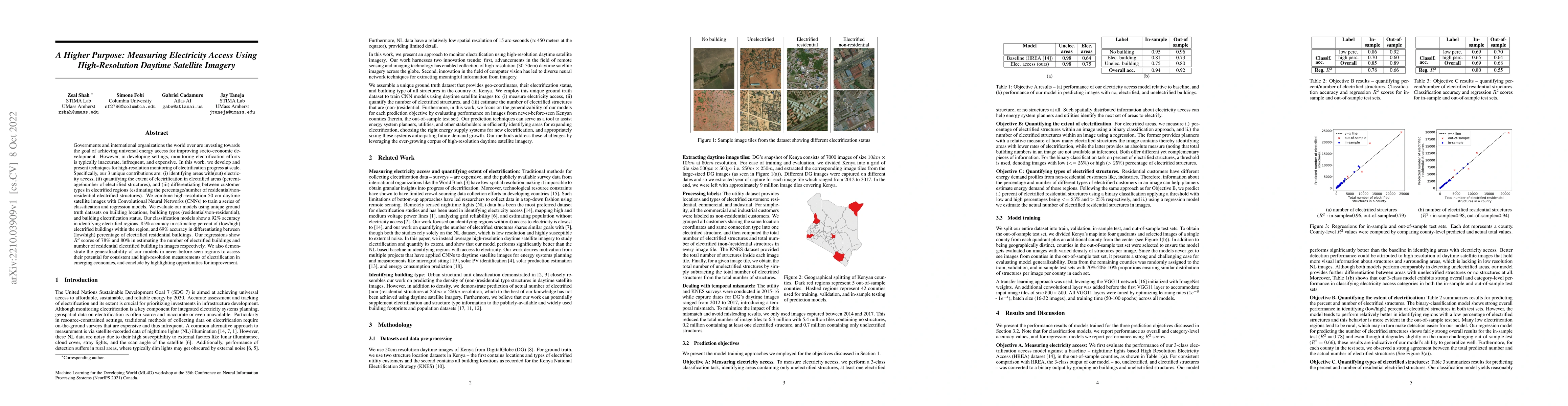 Thumbnail for A Higher Purpose: Measuring Electricity Access Using High-Resolution
  Daytime Satellite Imagery