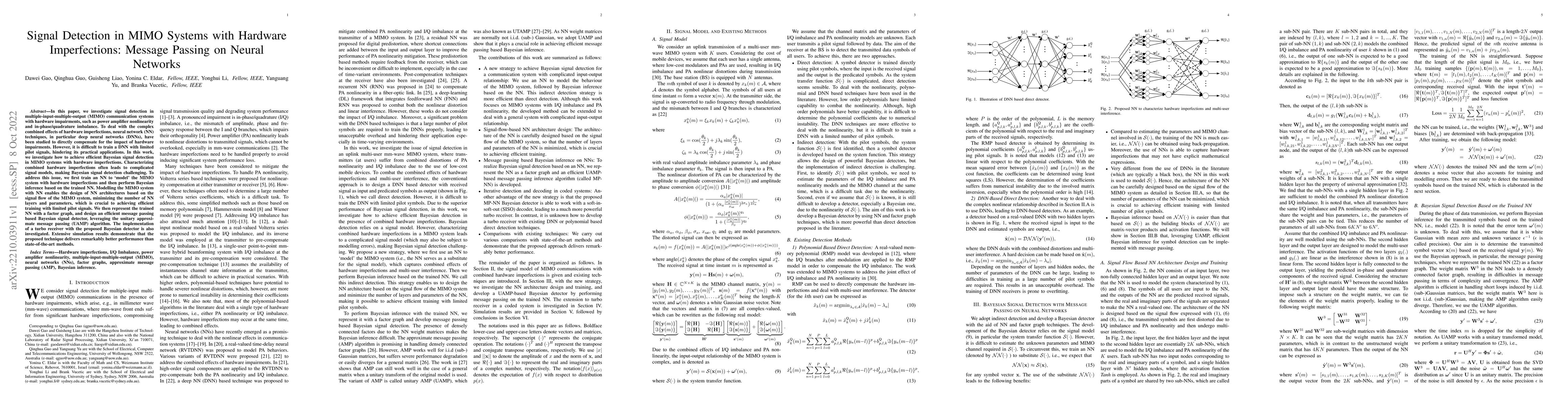Thumbnail for Signal Detection in MIMO Systems with Hardware Imperfections: Message
  Passing on Neural Networks