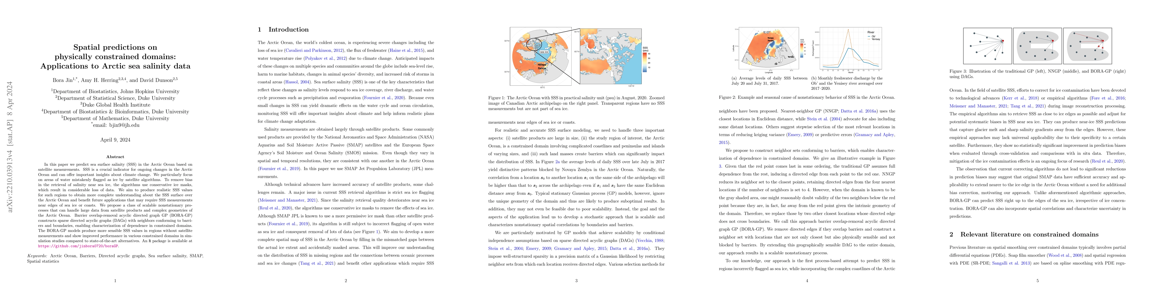 Thumbnail for Spatial predictions on physically constrained domains: Applications to
  Arctic sea salinity data